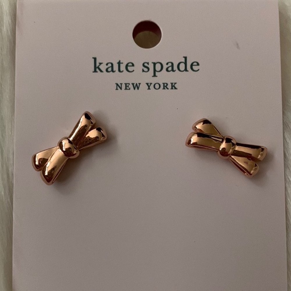 KATE SPADE Double Bow Stud Earrings in Rose Gold